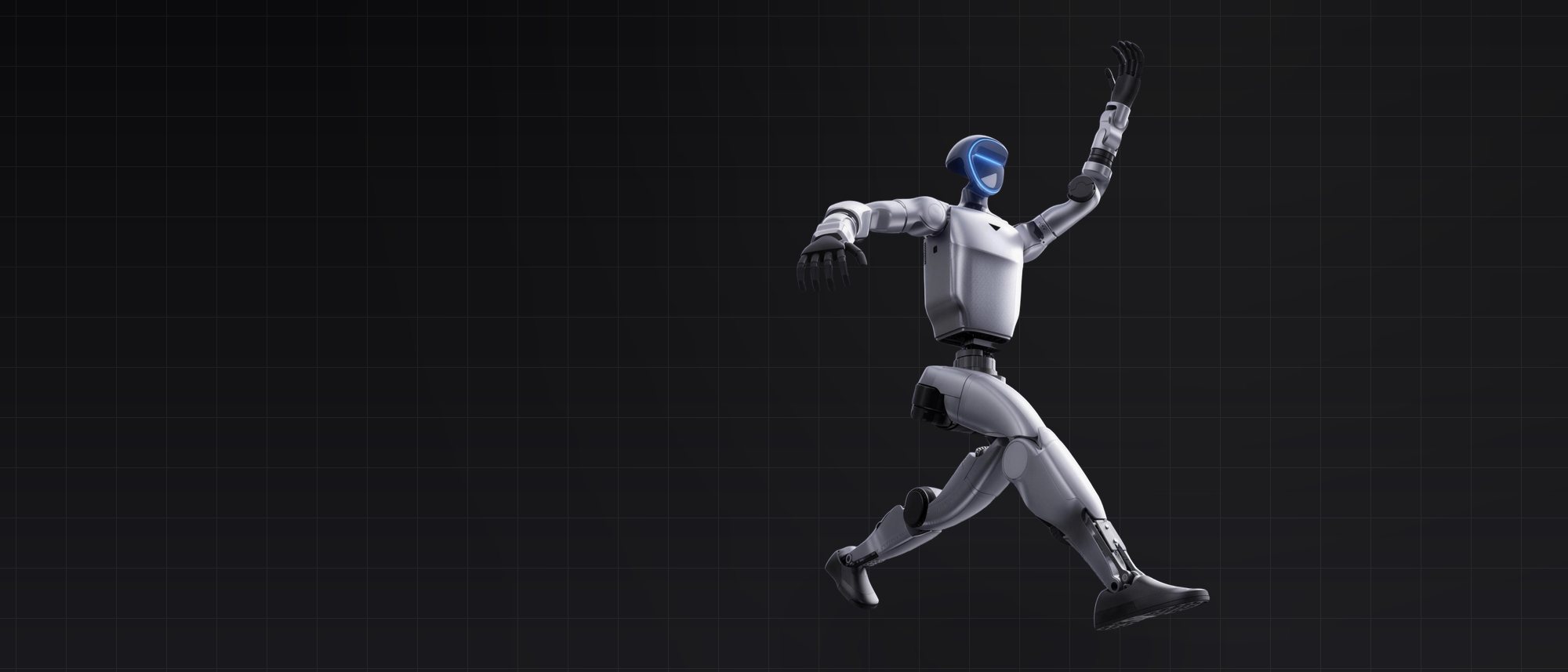 Humanoidný robot na pódiu mestských slávností, pred ním obyvatelia s deťmi